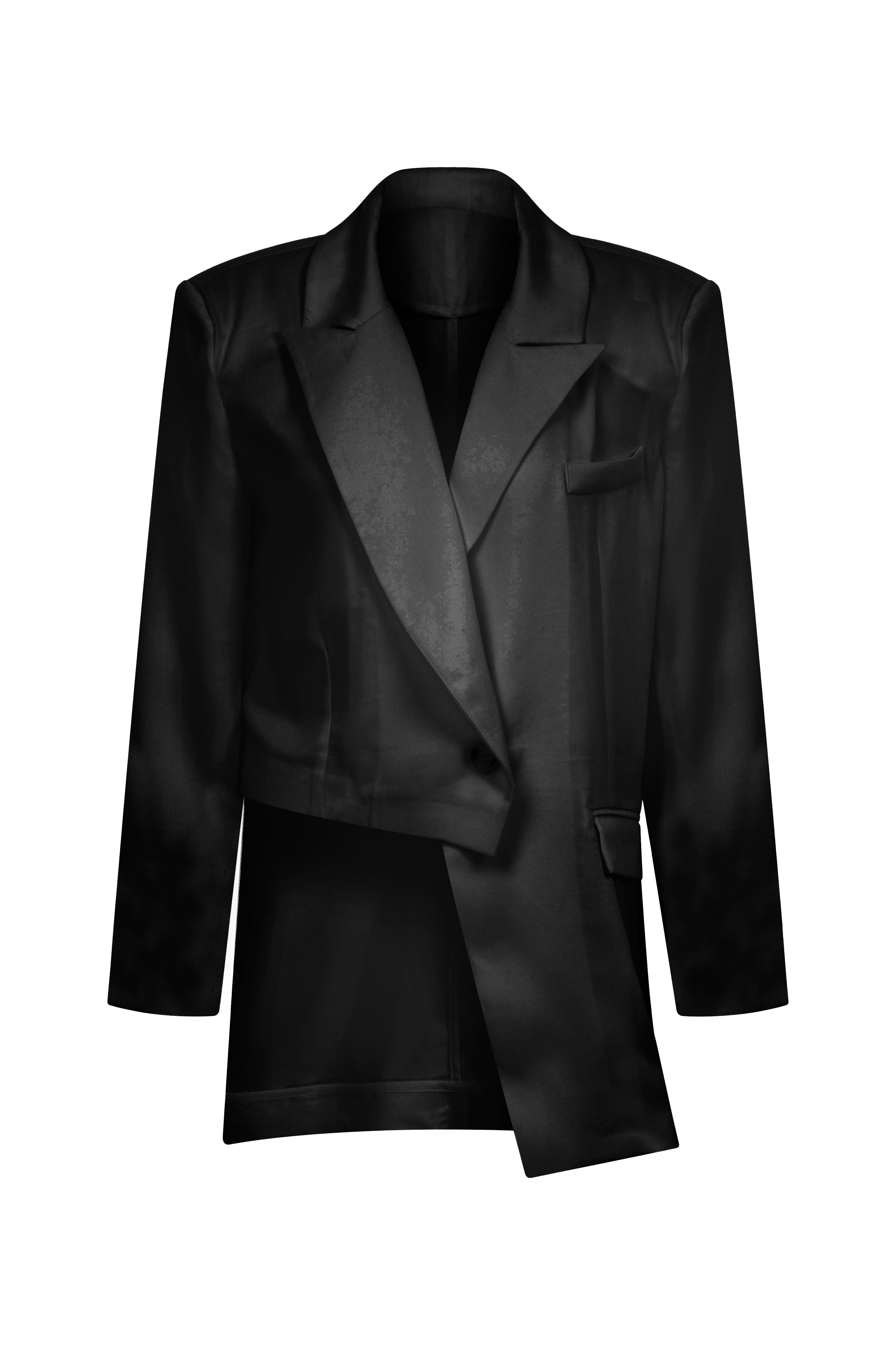 ZENNI Asymmetric Tencel Black Jacket